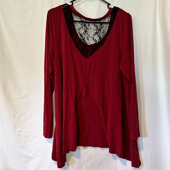Torrid Super Soft Maroon Lace Tunic - Picture 2 of 3